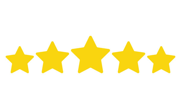 five stars customer product review icon. yellow 5 star rating feedback for website, app, ui design. transparent background. EPS 10	