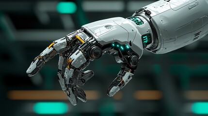 AI-powered robotic arm assisting in the analysis of medical images for precise and quick diagnostics Stock Photo with side copy space