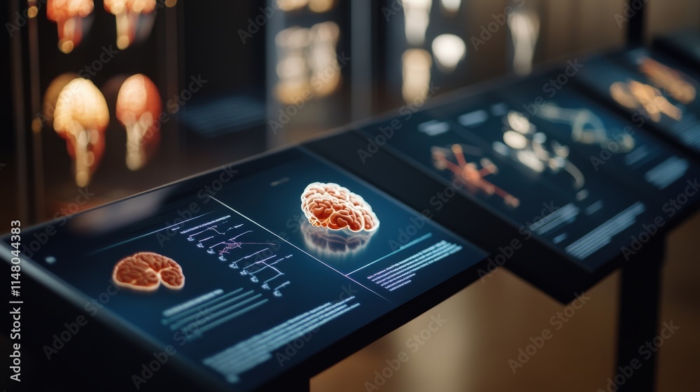 Poster Interactive Display of Human Brain Models and Neural Pathways in Modern Exhibition Space with Scientific Data Visualization