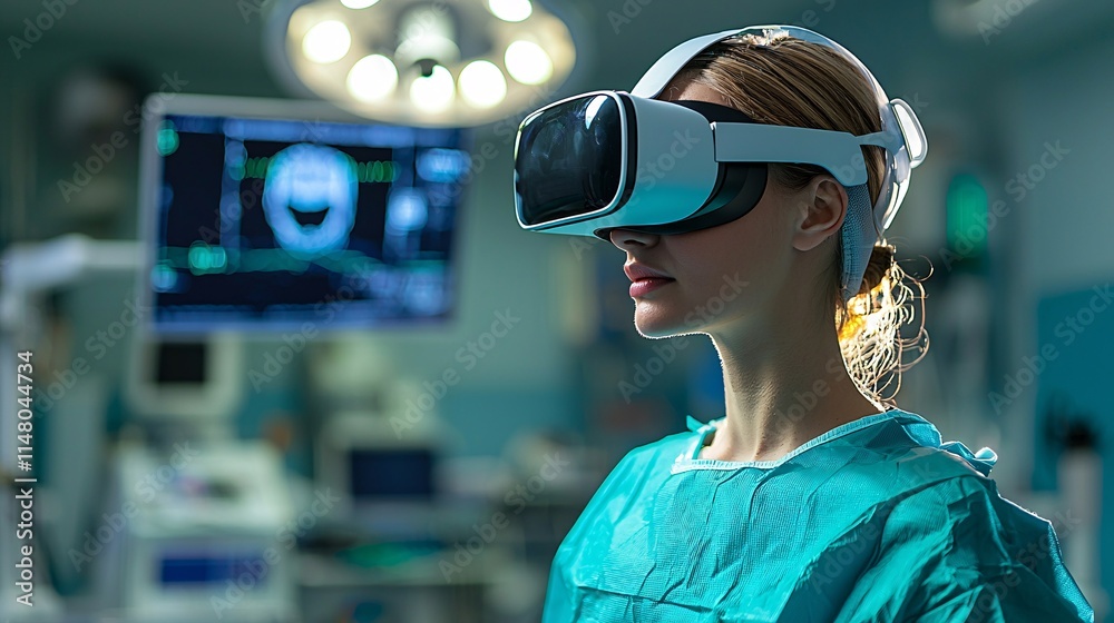 Aufkleber medical professional using augmented reality glasses to interpret patient diagnostics in real-time d