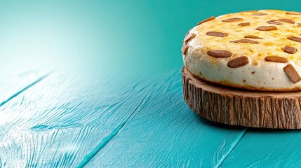 Delicious Homemade Cake on Rustic Wooden Stand