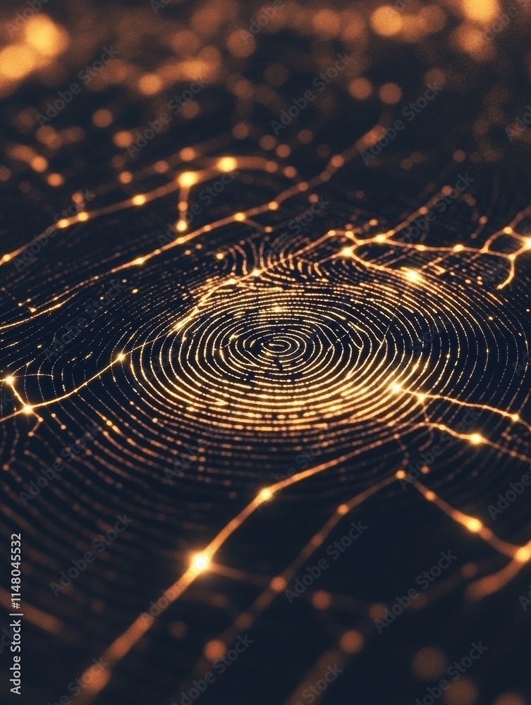 Aufkleber Digital fingerprint graphic showcasing intricate patterns and vibrant colors with ample copy space for customizable content. Generative AI