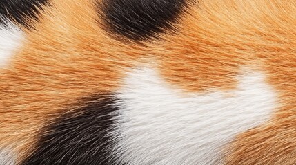 Calico Cat Fur Texture Close-up of Tricolor Feline Coat