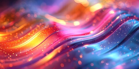 Obraz premium Vibrant abstract waves with glowing particles creating a dynamic visual effect.