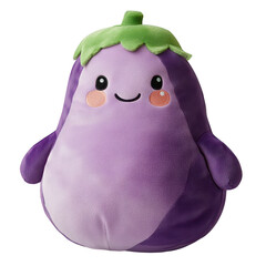 Purple plush toy character, soft-textured with glossy sheen, transparent PNG for children's entertainment