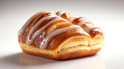 Fototapeta premium Fresh Cinnamon Roll on White Background. Generative AI