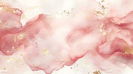 Fototapeta premium Elegant Abstract Watercolor Background with Soft Pink Hues and Gold Accents