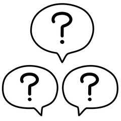 線画のはてなマークの吹き出しイラストセット