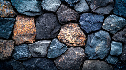 Fototapeta premium Dark, rustic stone wall texture.