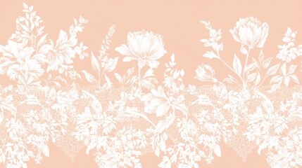 Delicate Floral Pattern with White Flowers on Soft Peach Background for Elegant Designs