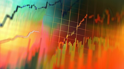 Economy graph with vibrant color gradients and a dynamic upward trend