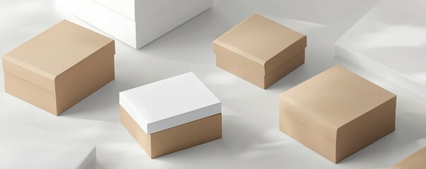 Square Packaging Boxes Mockup