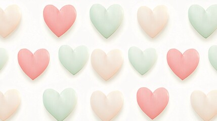 Colorful Heart Shapes in Soft Pastel Colors Arranged in a Neat Pattern