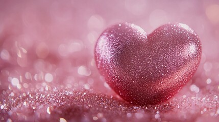 Obraz premium Shimmering Pink Heart with Glittery Background for Romantic Celebrations