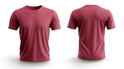Maroon T-shirt Mockup Isolated on White Background. Generative AI