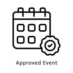Approved Event Vector Outline Icon. Eps 10 File 