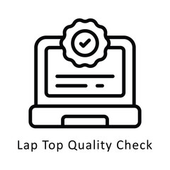 Lap top Quality Check Vector Outline Icon. Eps 10 File 