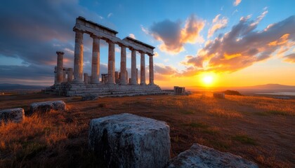 Eternal Echoes The Ancient Temple at Sunset