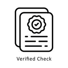 Fototapeta premium Verified Check Vector Outline Icon. Eps 10 File 