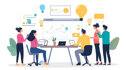 Fototapeta premium Digital marketing team brainstorming creative advertising ideas for a new product launch