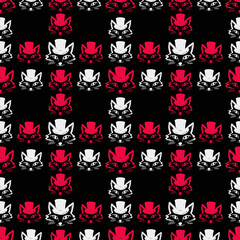 Seamless vector pattern with cute draw fox. Simple doodle style. Colorful animal wallpapers	
