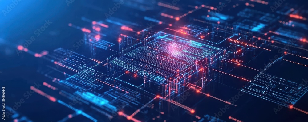 Poster data analytics or data science concept. binary code on dark blue background. cybersecurity and prote