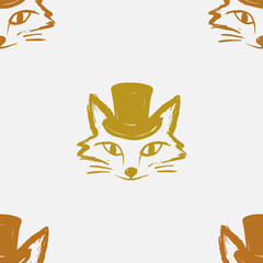 Seamless vector pattern with cute draw fox. Simple doodle style. Colorful animal wallpapers	
