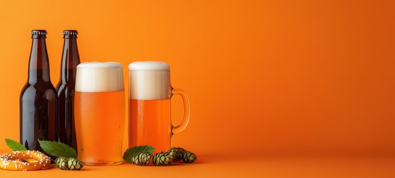 Craft beer tasting event brewery beverage photography orange background close-up refreshing experience