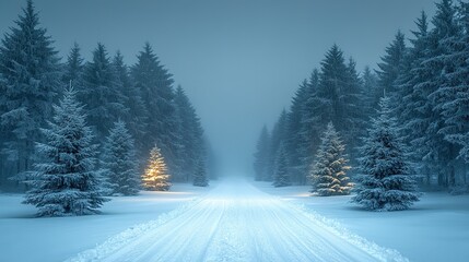 Obraz premium Snowy Winter Wonderland of 2025: Year Inscribed in Snow, Festive Holiday Scene for a Serene and Joyful Greeting Card