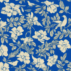 Tropical Birds and Palm Leaves Pattern
