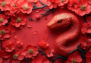 Red Snake on a Red Background