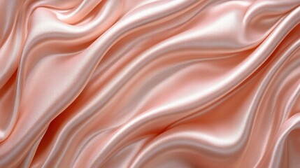 Fototapeta premium Smooth and Elegant Silken Fabric Draped Gracefully in Soft Peach Tones, Highlighting the Luxurious Texture and Flowing Movement of the Material