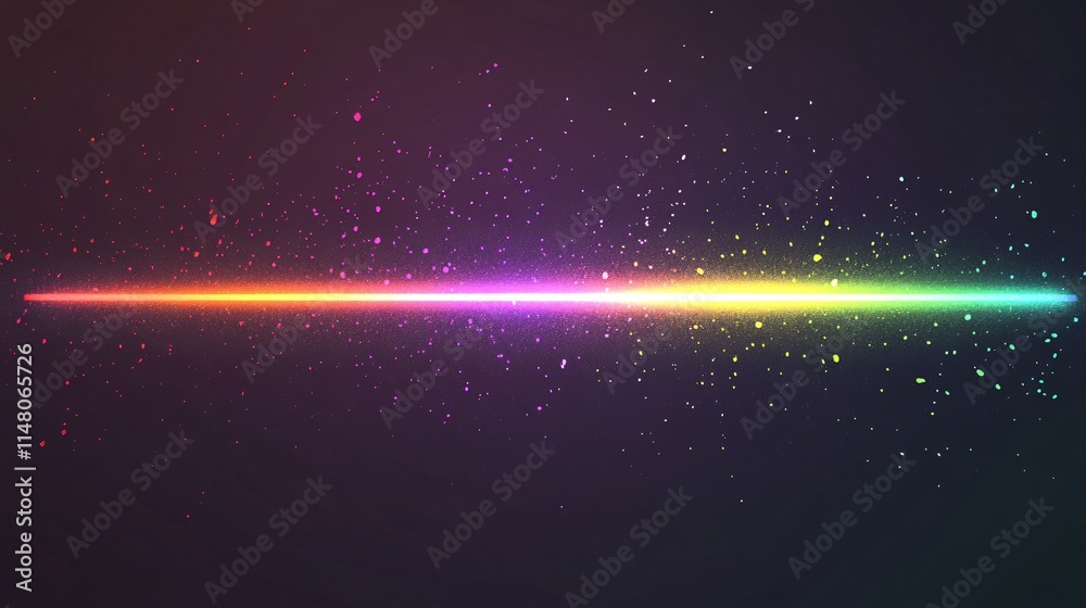 Aufkleber Vibrant Colorful Light Beam with Sparkles on Dark Background for Visual Effects
