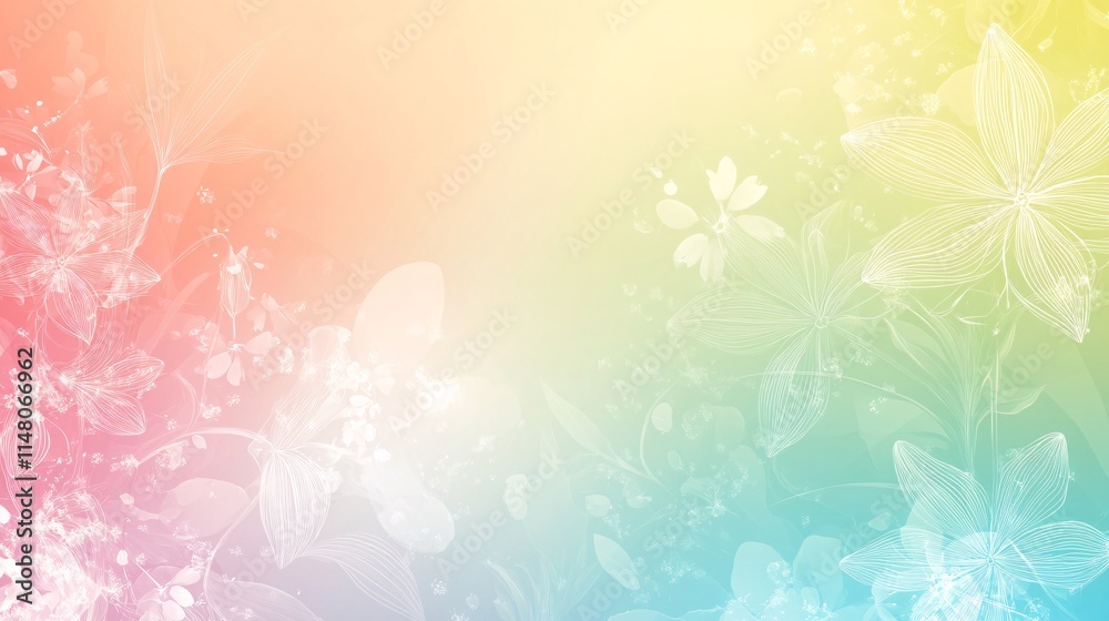 Poster soft floral background with pastel colors and delicate abstract flower patterns