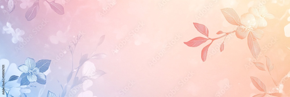 Poster soft floral background with delicate leaves and gentle colors for design projects
