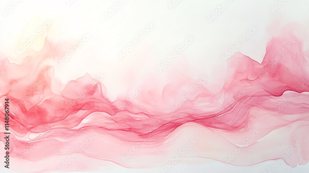 Aufkleber Ethereal Red and Pink Abstract Background with Fluid Waves and Soft Textures