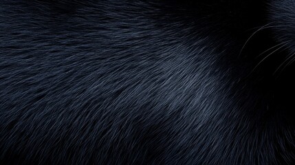 Deep Black Cat Fur Texture Closeup Image
