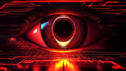 Red Cyber Eye  Digital Futuristic Vision Technology