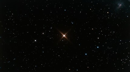 Deep Space Starfield with Bright Central Star and Distant Galaxies