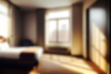 Abstract Blur Light Interior Of Bedroom For The Background