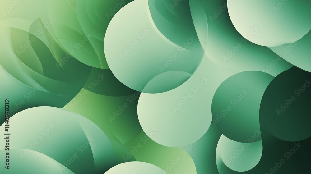 Poster abstract green bubbles and curves background for modern design and creative projects