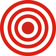 red and white concentric circles bullseye target pattern on transparent background, png