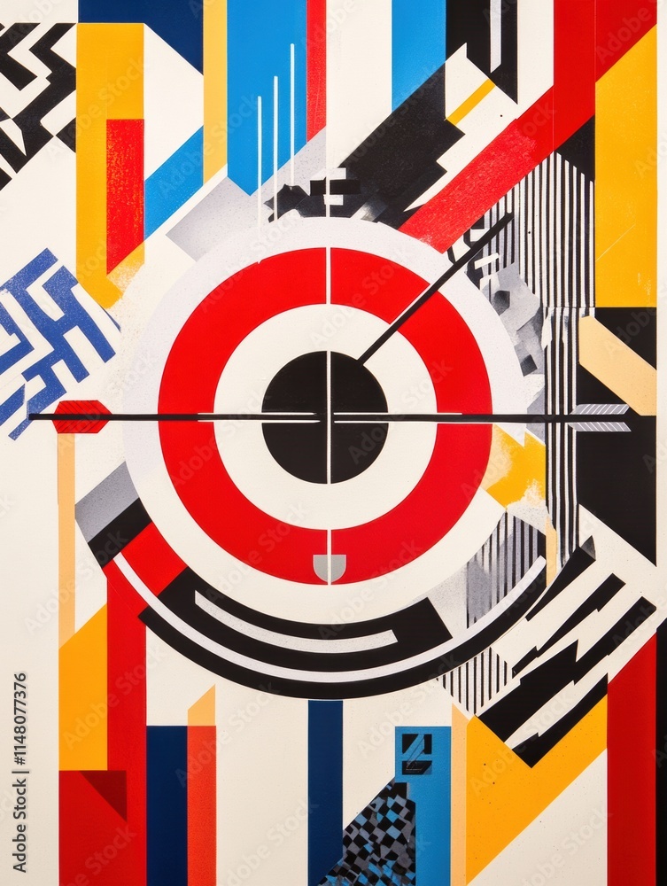 Aufkleber abstract target design featuring vivid colors and geometric patterns in a modern artistic compositio