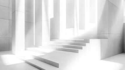 Obraz premium Abstract Minimalist Architecture with Striking Light and Shadow Play Creating an Ethereal Space in a Monochrome Environment