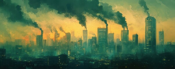 Polluted air over city