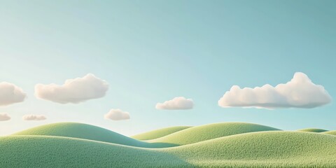 Obraz premium Rolling Green Hills Under a Pastel Sky