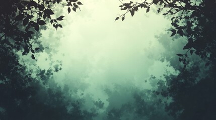 Fototapeta premium Enigmatic Forest Canopy, Misty Green Dream