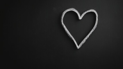 Obraz premium Heart Shape Drawn in White Chalk on Black Background Perfect for Romantic and Love Themes