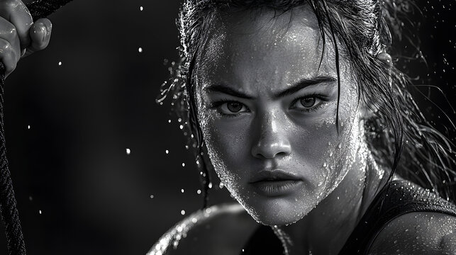 mujer fuerte hace ejercicios de crossfit