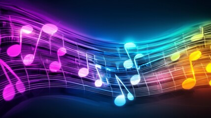 Abstract Colorful Music Notes Background  Glowing  Vibrant   Musical Score   4K  HDR